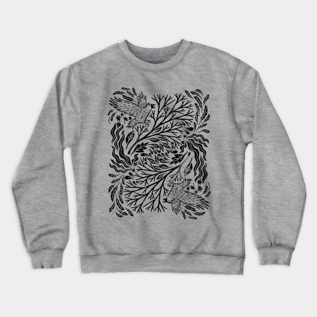 birds in the forest Crewneck Sweatshirt by MatthewTaylorWilson